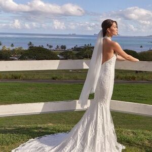 Lulus Dreamy Glamour White Embroidered Halter Mermaid Maxi Dress - Size XS